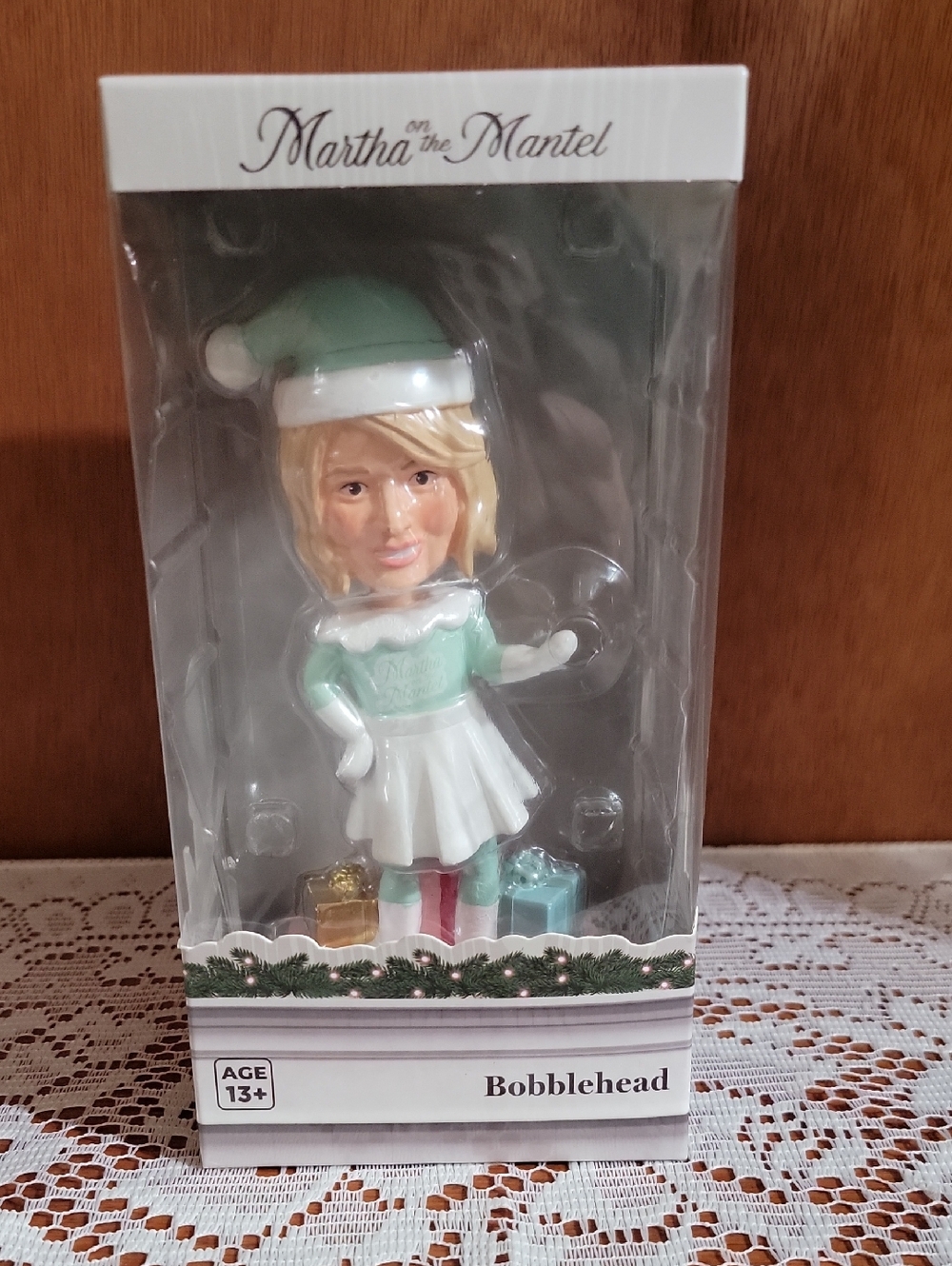 Martha on the Mantel Holiday Bobblehead - Mint Green & White